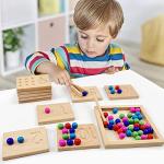 Montessori Wooden Number Tracing Board and Beads Set