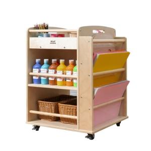 Wooden Rolling Art Utility Cart for Kids