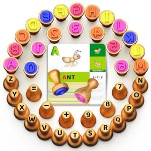 Wooden Alphabet and Number Stamps for Kids