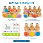 Wooden Alphabet and Number Stamps for Kids