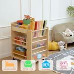 Wooden Rolling Art Utility Cart for Kids