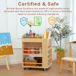 Wooden Rolling Art Utility Cart for Kids