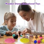 Wooden Alphabet and Number Stamps for Kids