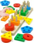 Wooden Montessori Shape Sorter Puzzles for Toddlers