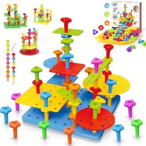 73-Piece DIY Peg Board Building Set for Kids