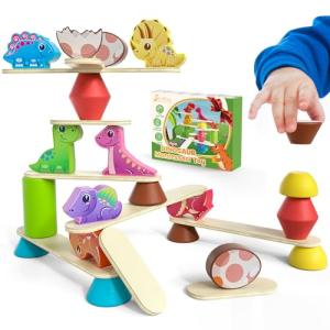 Wooden Montessori Dinosaur Toy Set for Toddlers