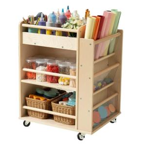Kidi House Wooden Art Cart with Wheels