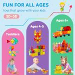 Magnetic Building Tiles Set with Cars for Kids