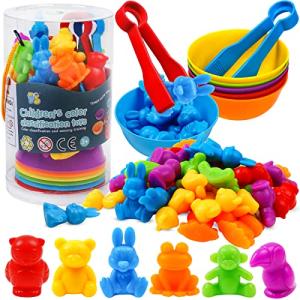 Counting Color Sorting Animal Toys with Bowls