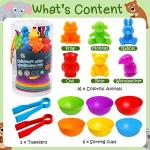 Counting Color Sorting Animal Toys with Bowls