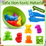 Counting Color Sorting Animal Toys with Bowls