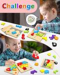 Wooden Vehicle Shape Puzzles for Toddlers Ages 1-3