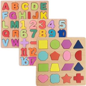 Wooden Alphabet and Number Puzzles for Toddlers