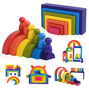 Rainbow Stacking Blocks Set for Kids 3-6+ Years