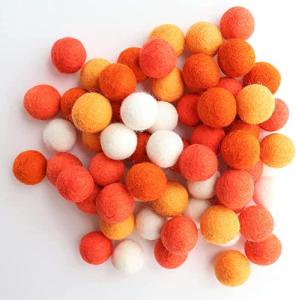 Mini Felt Balls in Orange - 60 Pcs