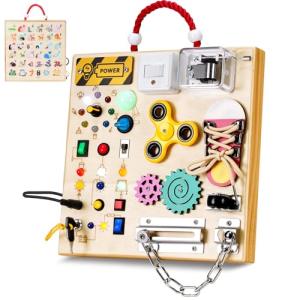 Montessori Wooden Busy Board for Toddlers