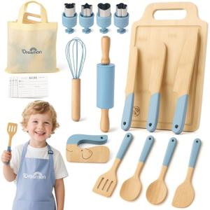 Wooden Kids Cooking Set with Kitchen Tools