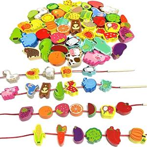 Montessori Wooden Lacing Beads for Kids