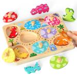 Wooden Dinosaur Egg Puzzle for Toddlers, 8 Pcs