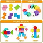 Aoumi Montessori Shape Matching & Lacing Beads Game