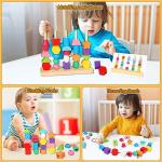 Aoumi Montessori Shape Matching & Lacing Beads Game
