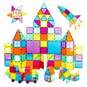 110PCS Magnetic Tiles with Cars – STEM Building Fun