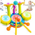 Toddler Drum Set with Microphone and Lights