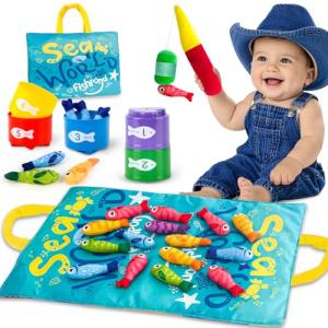 Montessori Fishing Game with Stacking Cups for Toddlers