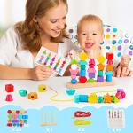 Montessori Wooden Beads Stacking and Sequencing Set