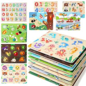 9-Pack Montessori Wooden Toddler Puzzle Set