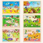 Wooden Animal Puzzles for Toddlers, 6-Set