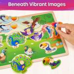 Wooden Animal Puzzles for Toddlers, 6-Set