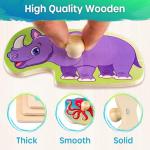 Wooden Animal Puzzles for Toddlers, 6-Set
