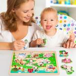 Wooden Animal Puzzles for Toddlers, 6-Set