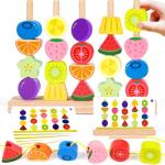 Montessori Wooden Beads Stacking Toy for Toddlers