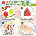 Montessori Wooden Beads Stacking Toy for Toddlers