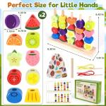 Montessori Wooden Beads Stacking Toy for Toddlers