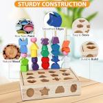 Montessori 3-in-1 Wooden Beads & Stacking Toy