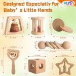 7PCS Wooden Rattles Montessori Toys for Babies