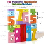 20 Pcs Stacking Wooden Number Blocks for Kids