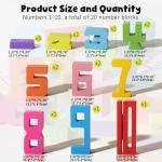20 Pcs Stacking Wooden Number Blocks for Kids