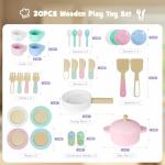 Wooden Toy Kitchen Plates and Dishes Set