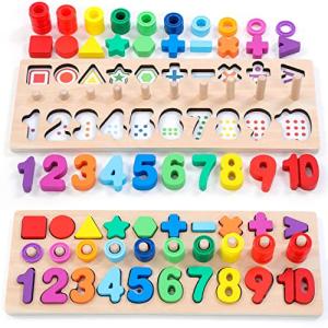 Wooden Montessori Number Shape Stacking Puzzle Toy