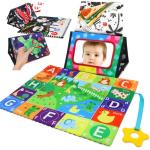 KUANGO Tummy Time Baby Mirror Toys Set
