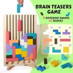 WISBOOK 3D Wooden Russian Block Puzzle Toy