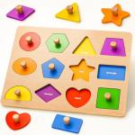 Wooden Shape Peg Puzzles for Toddlers 1-3 Years