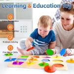 Wooden Shape Peg Puzzles for Toddlers 1-3 Years