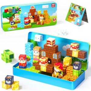 Magnetic Building Blocks in Portable Tin for Kids