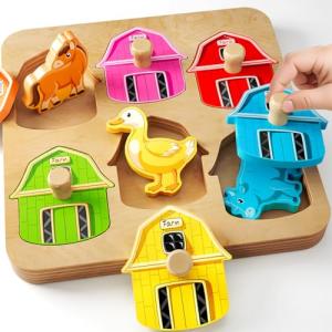 Farm Animal Wooden Puzzles for Toddlers 1-3