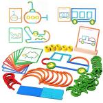 120-Piece Wooden Pattern Block Puzzle Set for Kids